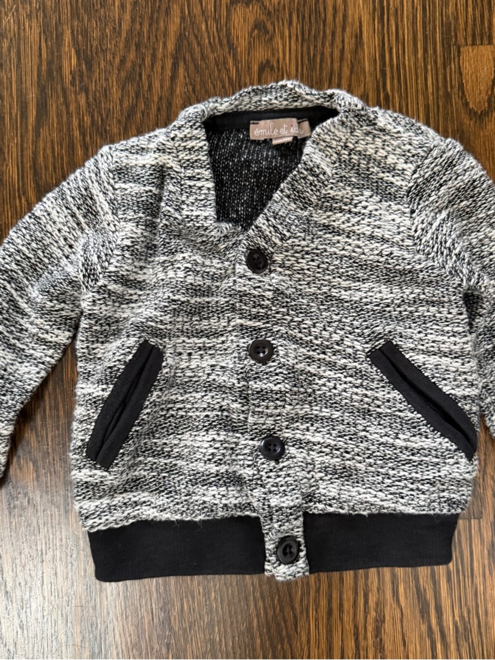 Emile et Ida Black & White Marled Knit Sweater